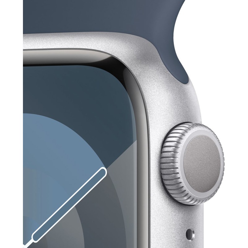 Смартгодинник Apple Watch Series 9 GPS 41mm Silver Aluminium Case with Storm Blue Sport Band – M/L