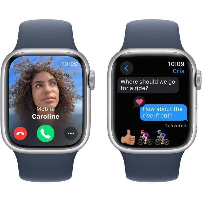 Смартгодинник Apple Watch Series 9 GPS 41mm Silver Aluminium Case with Storm Blue Sport Band – M/L