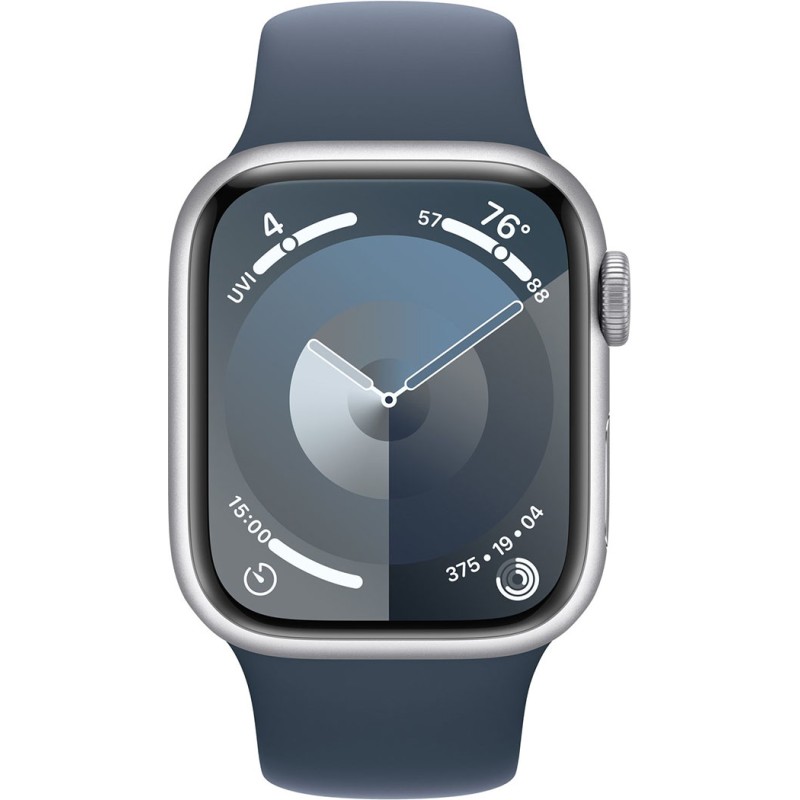 Смартгодинник Apple Watch Series 9 GPS 41mm Silver Aluminium Case with Storm Blue Sport Band – S/M